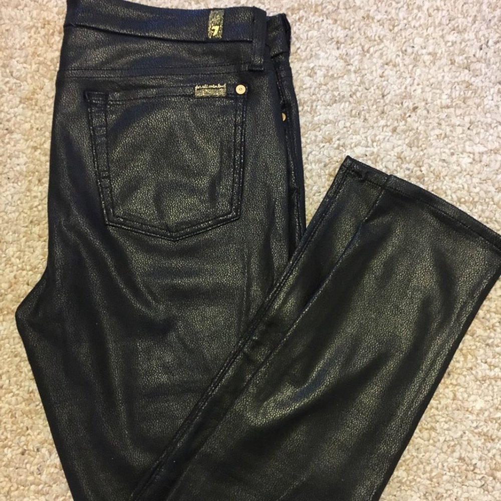 7 FOR ALL MANKIND Black Faux Leather Jeans - NWOT